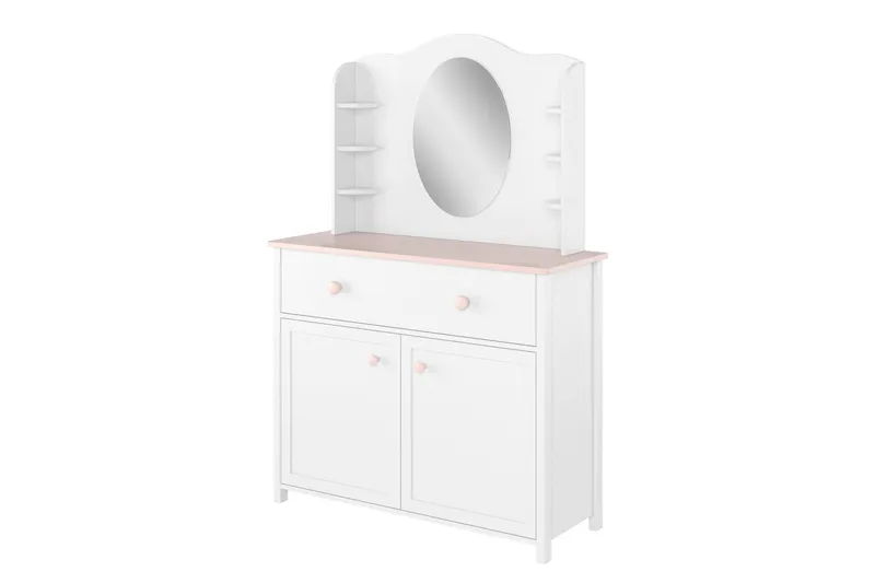 Hilts Sminkbord 110x42 cm, Vit/Rosa