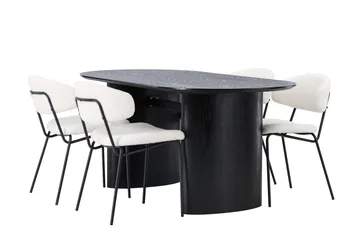 Isolde Matgrupp 180 cm Oval med 4 Chico Stolar - Svart - Products - Möbler - Bord & matgrupp - Matgrupp