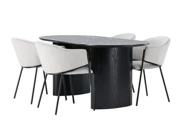 Isolde Matgrupp 180 cm Oval med 4 Evelina stolar - Svart - Products - Möbler - Bord & matgrupp - Matgrupp