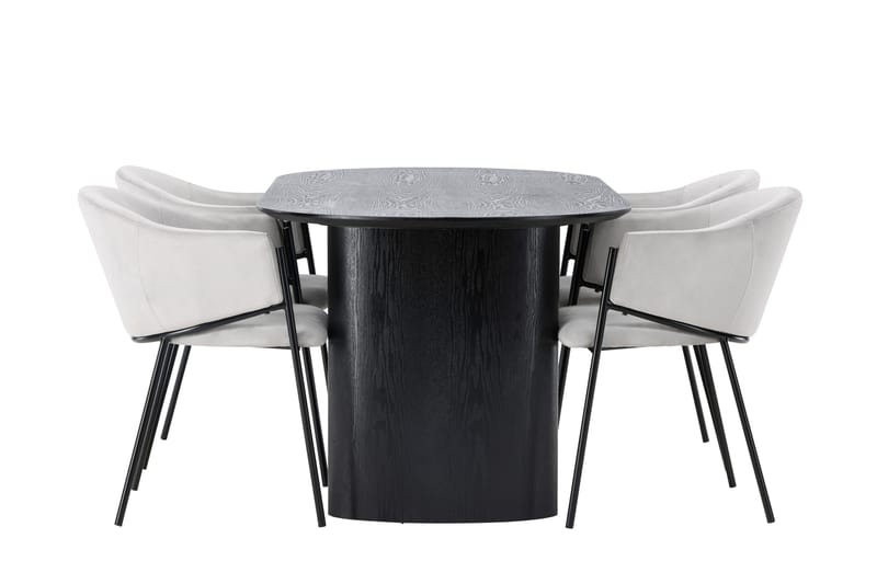 Isolde Matgrupp 180 cm Oval med 4 Evelina stolar - Svart - Products - Möbler - Bord & matgrupp - Matgrupp
