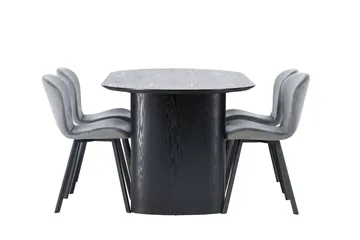 Isolde Matgrupp 180 cm Oval med 4 Lilja stolar - Svart - Products - Möbler - Bord & matgrupp - Matgrupp