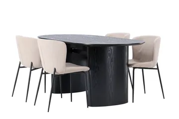 Isolde Matgrupp 180 cm Oval med 4 Modesto stolar - Beige - Products - Möbler - Bord & matgrupp - Matgrupp