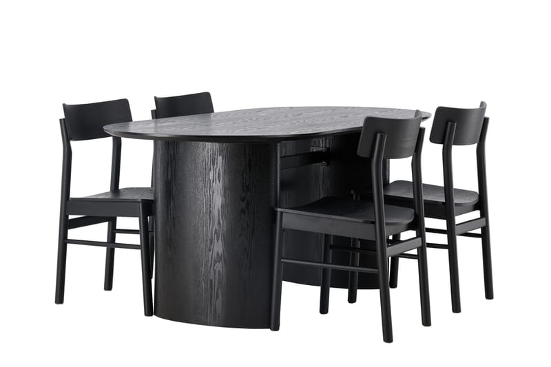 Isolde Matgrupp 180 cm Oval med 4 Montros stolar - Svart - Products - Möbler - Bord & matgrupp - Matgrupp