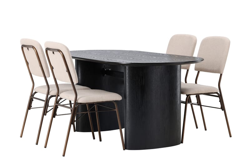 Isolde Matgrupp 180 cm Oval med 4 Seda stolar - Beige - Products - Möbler - Bord & matgrupp - Matgrupp