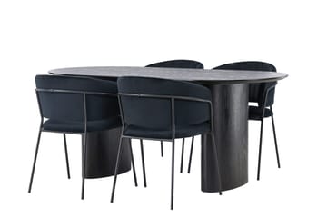 Isolde Matgrupp 180 cm Oval med 4 Selma Stolar - Svart - Products - Möbler - Bord & matgrupp - Matgrupp