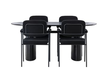 Isolde Matgrupp 180 cm Oval med 4 Yesterday stolar - Svart - Products - Möbler - Bord & matgrupp - Matgrupp