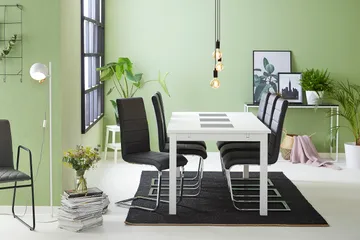 Jasmin Förlängningsbar Matgrupp 180 cm med 6 Cibus Stol - Vit/Svart - Products - Möbler - Bord & matgrupp - Matgrupp
