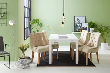 Jasmin Matgrupp Vit med 6 st Viktoria Fåtöljer - Beige/Vintageben - Products - Möbler - Bord & matgrupp - Matgrupp