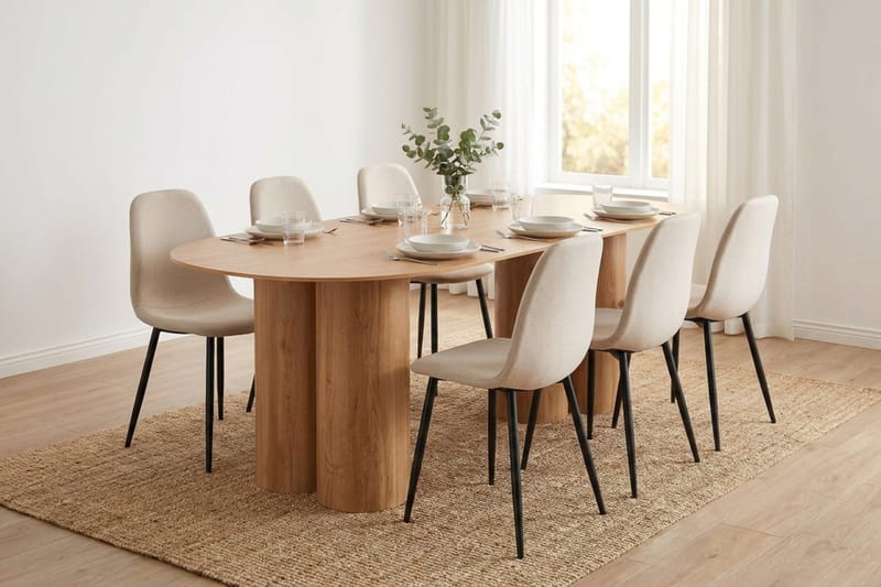 Juno Matgrupp rektangulärt 220 cm Ek med 8 Nibe Matstolar - Ek - Products - Möbler - Bord & matgrupp - Matgrupp