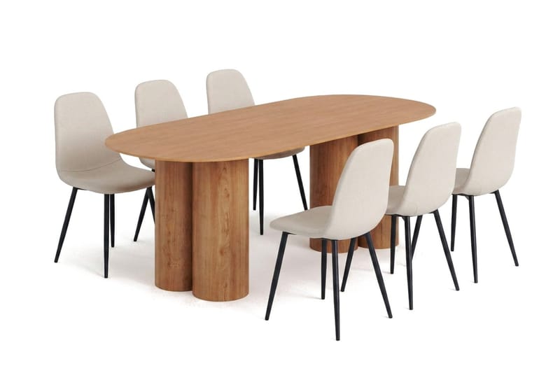 Juno Matgrupp rektangulärt 220 cm Ek med 8 Nibe Matstolar - Ek - Products - Möbler - Bord & matgrupp - Matgrupp