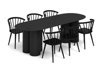 Juno Matgrupp rektangulärt 220 cm Svart med 8 Tyrö Matstolar - Svart - Products - Möbler - Bord & matgrupp - Matgrupp