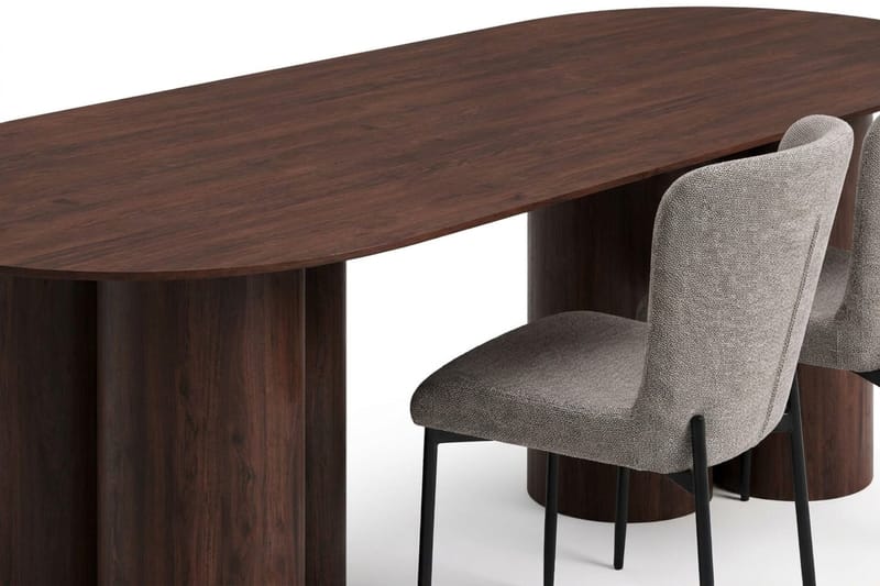 Juno Matgrupp rektangulärt 220 cm Valnöt med 6 Elsie Matstolar - Valnöt/Ljusgrå - Products - Möbler - Bord & matgrupp - Matgrupp