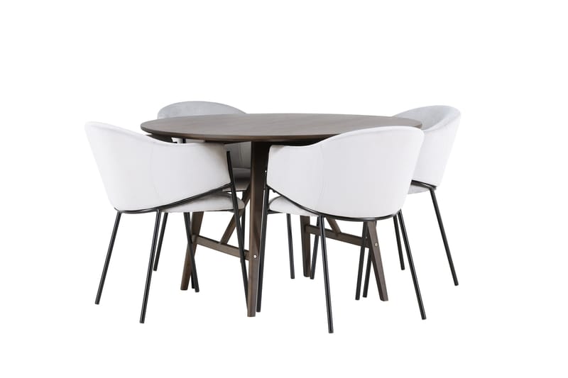 Kaseidon Matgrupp 100 cm Rund med 4 Evelina stolar - Svart - Products - Möbler - Bord & matgrupp - Matgrupp