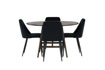 Kaseidon Matgrupp 100 cm Rund med 4 Night stolar - Svart - Products - Möbler - Bord & matgrupp - Matgrupp