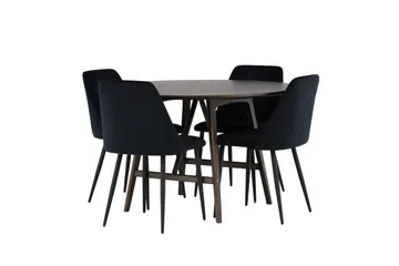 Kaseidon Matgrupp 100 cm Rund med 4 Night stolar - Svart - Products - Möbler - Bord & matgrupp - Matgrupp