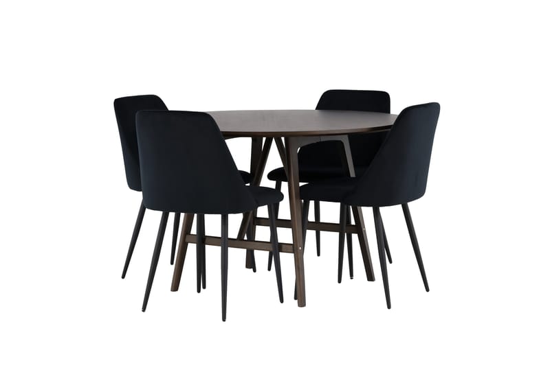 Kaseidon Matgrupp 100 cm Rund med 4 Night stolar - Svart - Products - Möbler - Bord & matgrupp - Matgrupp