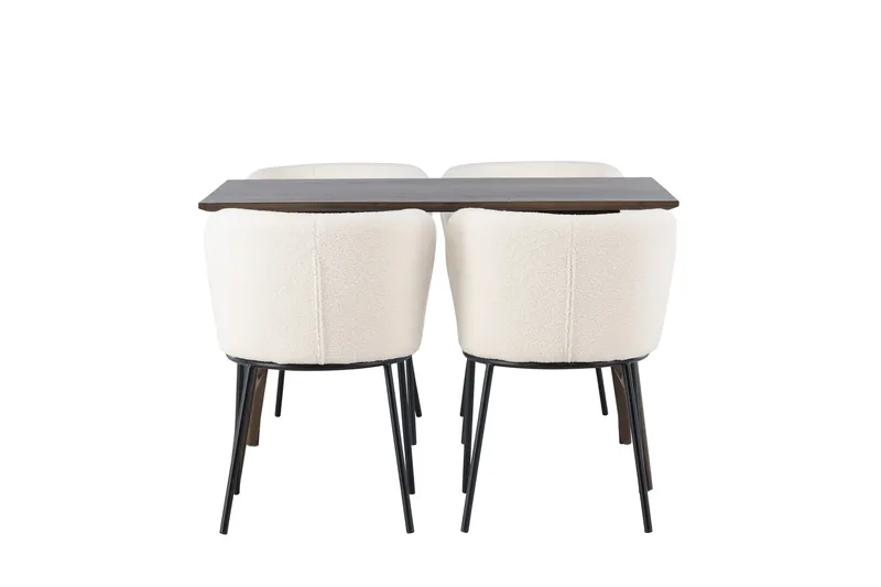 Kaseidon Matgrupp 120 cm Rektangulär med 4 Edina Stolar, Mörkbrun