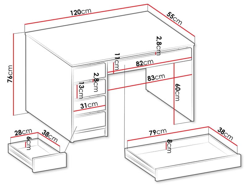 Harland Skrivbord 120 cm - brun - Products - Möbler - Bord & matgrupp - Kontorsbord - Datorbord
