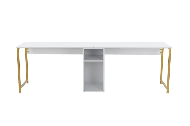 Hu Skrivbord 60x240 cm - Vit/Guld - Products - Möbler - Bord & matgrupp - Kontorsbord - Datorbord