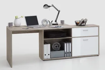 Mamoru Hörnskrivbord Sandek/Vit - Beige|Vit - Products - Möbler - Bord & matgrupp - Kontorsbord - Skrivbord - Hörnskrivbord