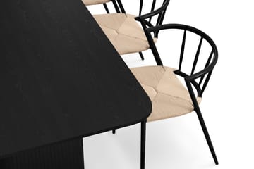 Kopparbo Matbord 180-240 cm Förlängningsbart med 6 Winston Matstolar - Svart / Beige / Metallben Svart - Products - Möbler - Bord & matgrupp - Matgrupp