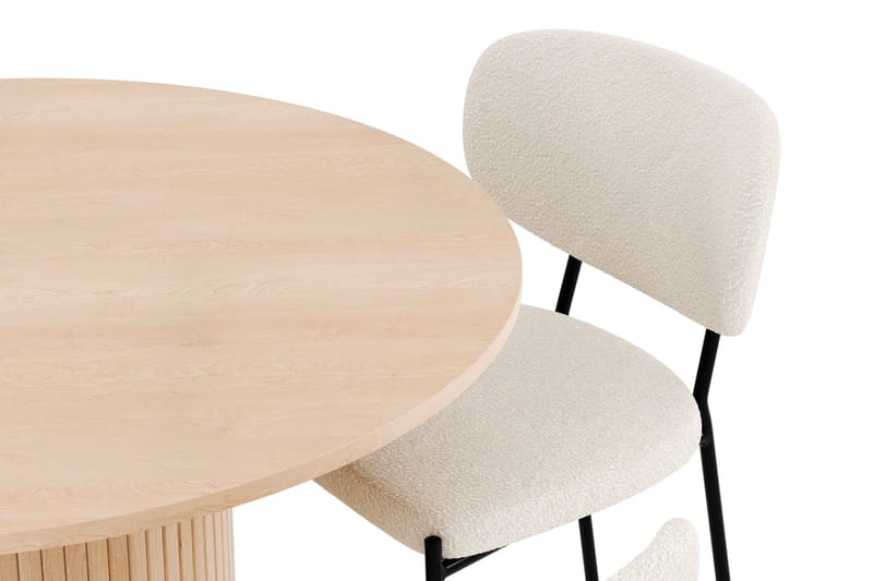 Kopparbo Matgrupp 106 cm Rund Förlängningsbart med 4 Gemmiano Matstolar - Whitewash - Products - Möbler - Bord & matgrupp - Matgrupp