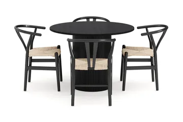 Kopparbo Matgrupp 106 cm Rund med 4 Dastoori Matstol - 2220067-4,2229318-1 - Svart - Products - Möbler - Bord & matgrupp - Matgrupp