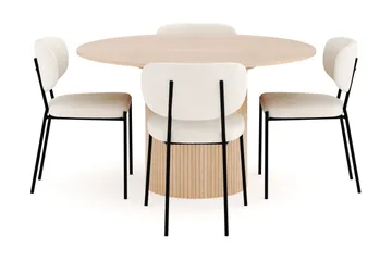 Kopparbo Matgrupp 130 cm Rund Förlängningsbart med 4 Gemmiano Matstolar - Whitewash - Products - Möbler - Bord & matgrupp - Matgrupp