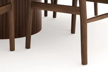 Kopparbo Matgrupp 150 cm Rund med 6 Dastoori Matstolar - Valnöt - Products - Möbler - Bord & matgrupp - Matgrupp