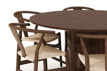 Kopparbo Matgrupp 150 cm Rund med 6 Dastoori Matstolar - Valnöt - Products - Möbler - Bord & matgrupp - Matgrupp