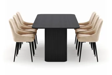 Kopparbo Matgrupp 200-206cm med 6 Alsarp Matstolar - Svart - Products - Möbler - Bord & matgrupp - Matgrupp