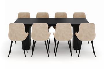 Kopparbo Matgrupp 200-206cm med 8 Alsarp Matstolar - Svart - Products - Möbler - Bord & matgrupp - Matgrupp