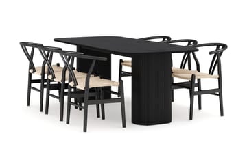 Kopparbo Matgrupp 200 cm med 6 Dastoori Matstolar - Svart - Products - Möbler - Bord & matgrupp - Matgrupp