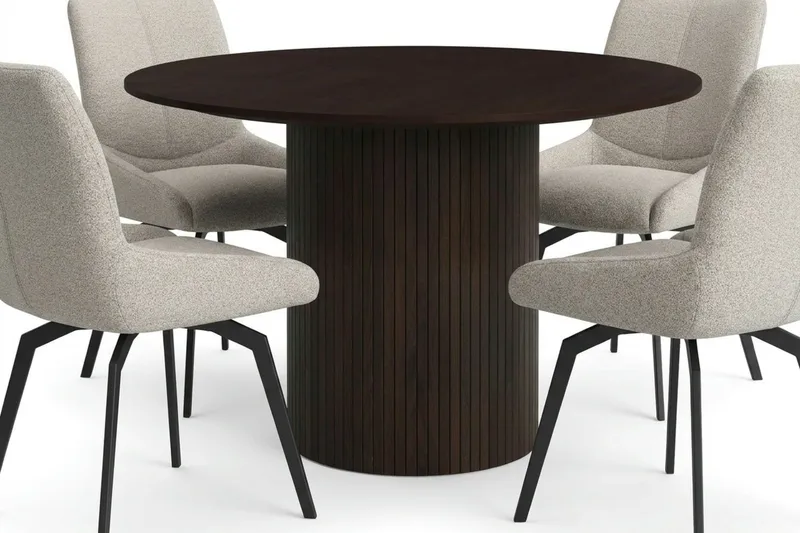 Kopparbo Matgrupp runt 110 cm Rökt Ek med 4 Mora Matstolar - Rökt ek - Products - Möbler - Bord & matgrupp - Matgrupp
