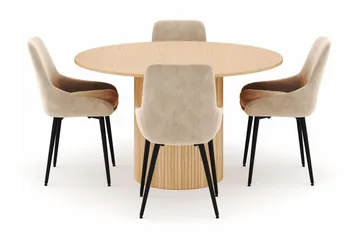 Kopparbo Rund Matgrupp 130-150 cm 4 Alsarp Matstolar - Natural - Products - Möbler - Bord & matgrupp - Matgrupp