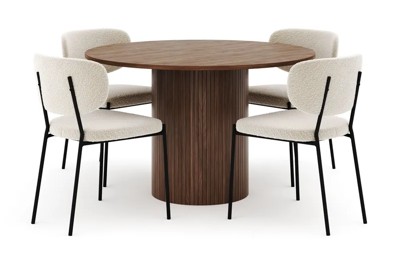 Kopparbo Runt Matbord 120 cm med 4 Gemmiano Stolar - Mörkbrun - Products - M öbler - Bord & matgrupp - Matgrupp