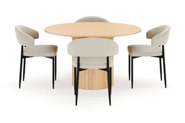 Kopparbo Runt Matbord 130 cm Förlängningsbart med 4 Sawako Stolar - Vit - Products - Möbler - Bord & matgrupp - Matgrupp