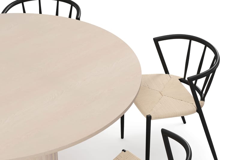 Kopparbo Runt Matbord 150 cm med 6 Winston Matstolar - Vit / Beige / Metallben Svart - Products - Möbler - Bord & matgrupp - Matgrupp