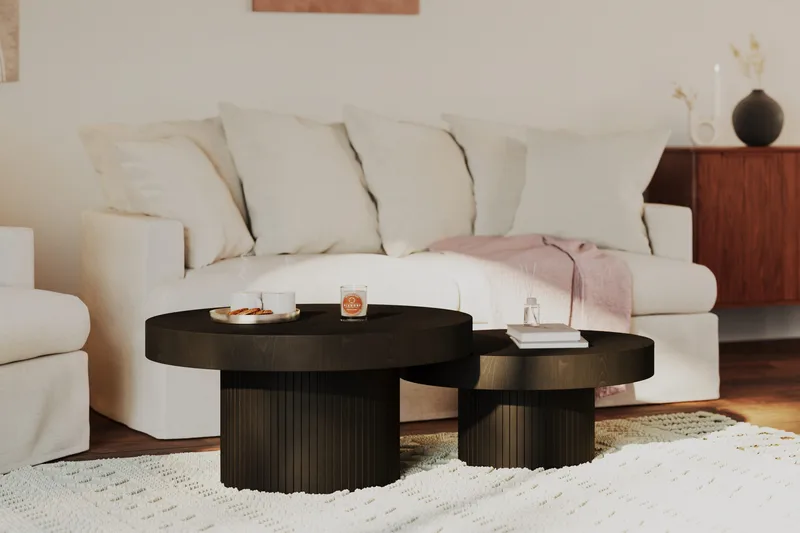 Kopparbo Soffbord 75 cm Runt Svart - Svart trä - Products - Möbler - Bord & matgrupp - Soffbord