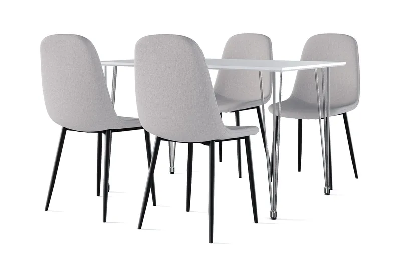 Kronblom Matbord 120 cm +  4 st Nibe stol grå med svarta ben - Vit/Grå - Products - Möbler - Bord & matgrupp - Matgrupp