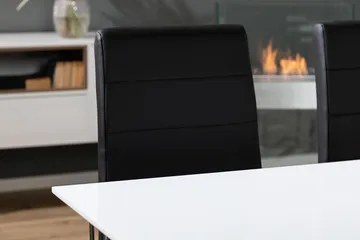 Kronblom Matgrupp 120 cm med 4 Cibus Stol - Vit/Krom/Svart PU - Products - Möbler - Bord & matgrupp - Matgrupp