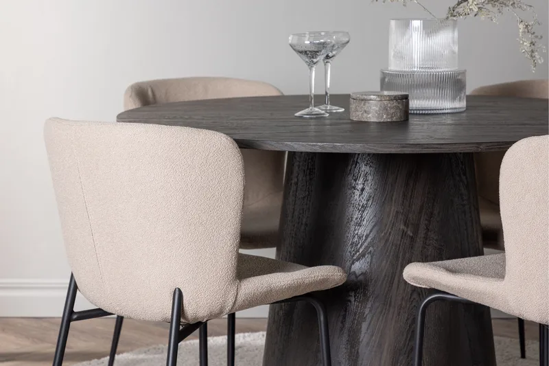 Lanzo Matgrupp 120 cm Rund med 4 Modesto stolar - Beige - Products - Möbler - Bord & matgrupp - Matgrupp