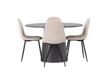 Lanzo Matgrupp 120 cm Rund med 4 Polar stolar - Beige - Products - Möbler - Bord & matgrupp - Matgrupp