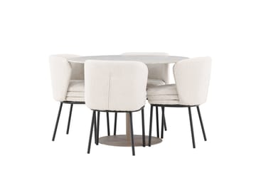 Lycke Matgrupp 110 cm Rund med 4 Agnes stolar - Beige/Vit - Products - Möbler - Bord & matgrupp - Matgrupp