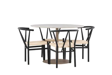 Lycke Matgrupp 110 cm Rund med 4 Alfons stolar - Beige/Svart - Products - Möbler - Bord & matgrupp - Matgrupp