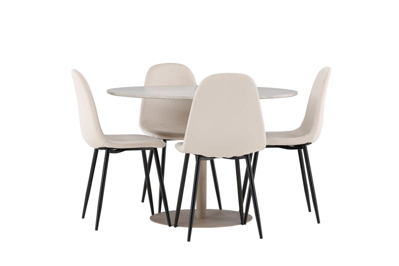 Lycke Matgrupp 110 cm Rund med 4 Polar stolar - Beige/Beige - Products - Möbler - Bord & matgrupp - Matgrupp