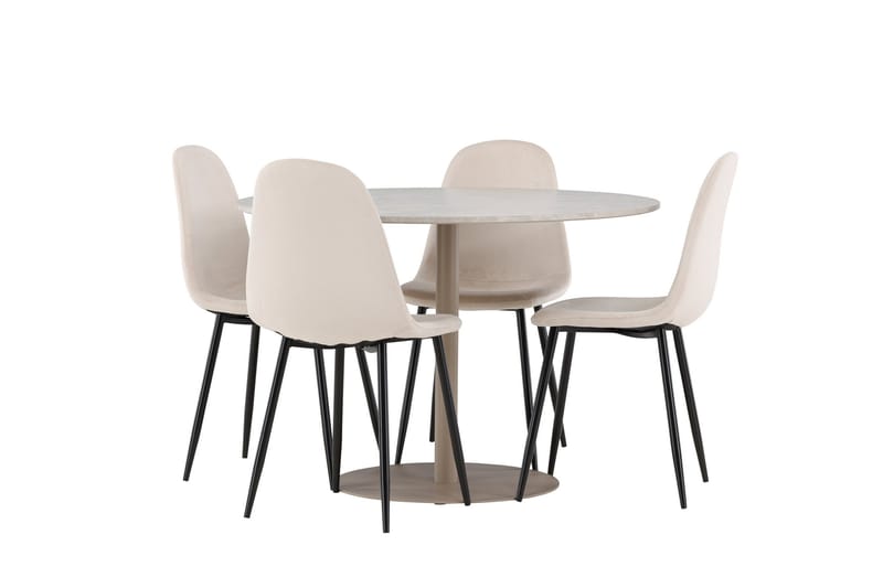 Lycke Matgrupp 110 cm Rund med 4 Polar stolar - Beige/Beige - Products - Möbler - Bord & matgrupp - Matgrupp
