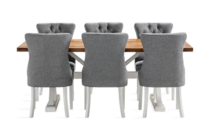 Lyon Förlängningsbar Matgrupp 200 cm inkl 6 Bergviken Stolar - Brun/Vit - Products - Möbler - Bord & matgrupp - Matgrupp