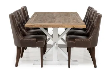Lyon Förlängningsbar Matgrupp 200 cm med 6 Tuva Stol - Natur/Vit/Brun - Products - Möbler - Bord & matgrupp - Matgrupp