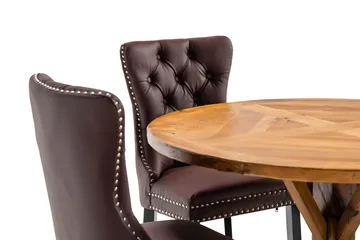 Lyon Matgrupp 120 cm Rund inkl 4 Bergviken Stolar Konstläder - Brun - Products - Möbler - Bord & matgrupp - Matgrupp